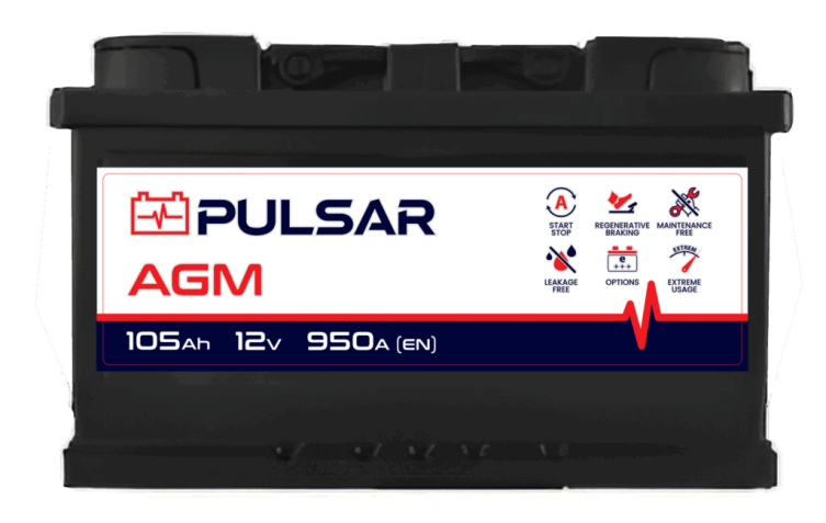 Akumulator Amega Megatex PULSAR START&STOP AGM 105Ah 950A P+